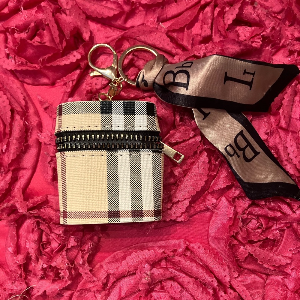 Last one! High Fashion Plaid Keychain Pouch or Airpod Case with Scarf Accent